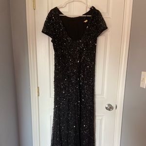 Adrianna Papell black scoop back long dress